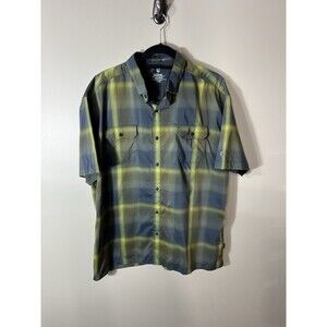 Kuhl Green Plaid Short Sleeve Button Up Shirt Outdoor Hiking Camping XXL